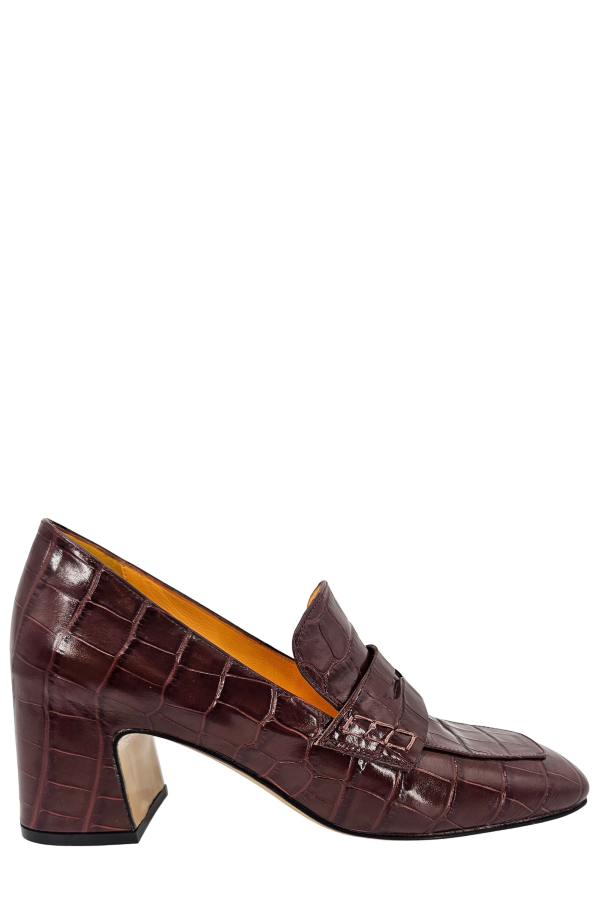 Madison Maison™ Chocolate Leather Heel Moc Croc Loafer - Chocolate
