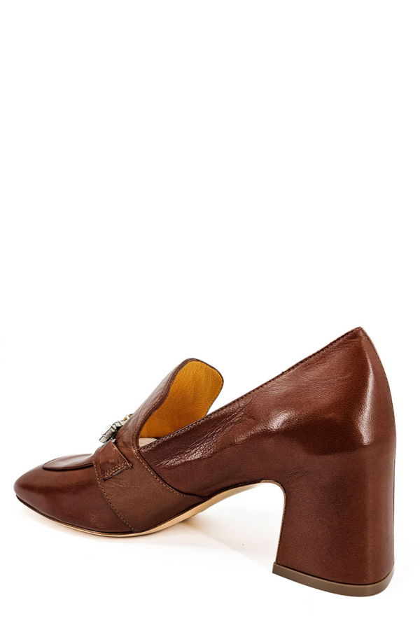 Madison Maison™ Leather Mid Heel Jeweled Loafer - Cognac