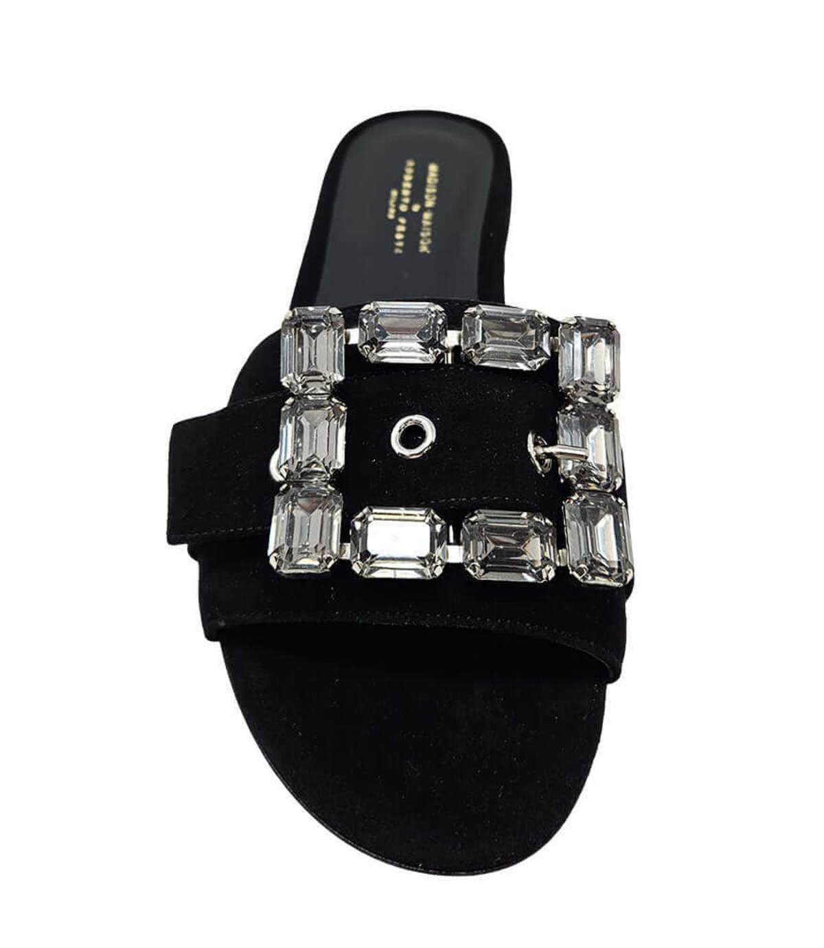 Madison Maison Fade Jeweled Buckle Suede Sandal - Black - Image 2 of 4