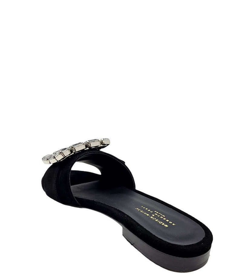 Madison Maison Fade Jeweled Buckle Suede Sandal - Black