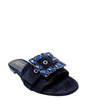 Madison Maison Fade Jeweled Buckle Suede Sandal - Navy - Thumbnail 3