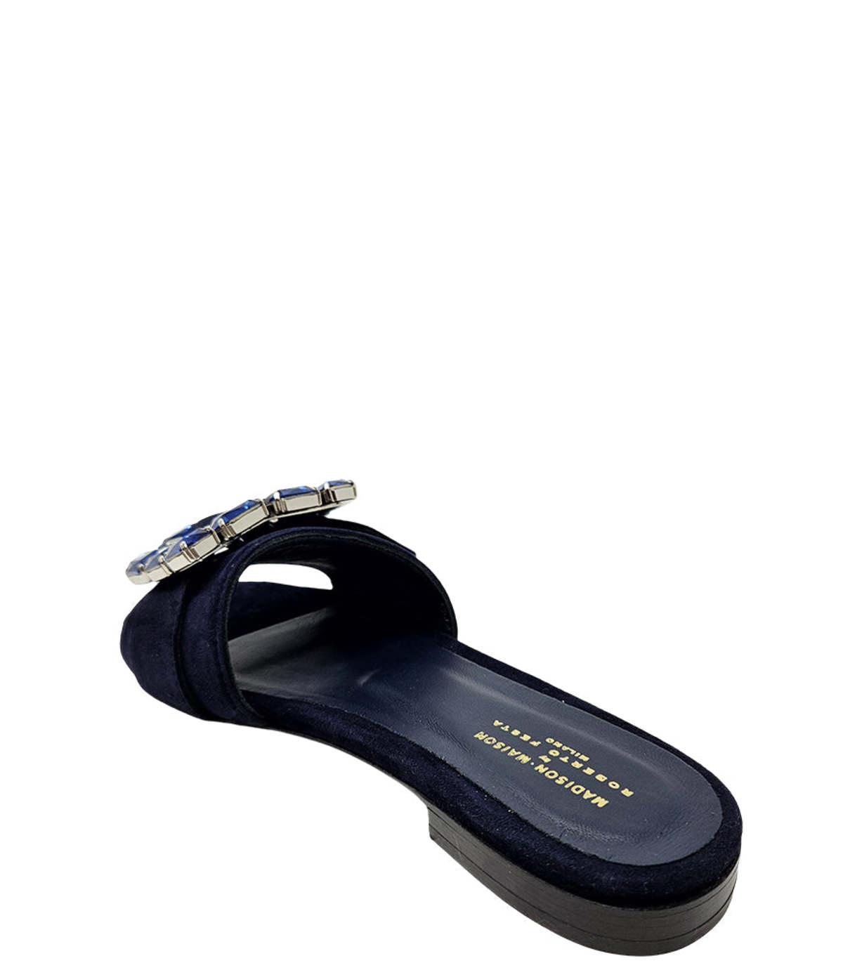 Madison Maison Fade Jeweled Buckle Suede Sandal - Navy - Image 4 of 4