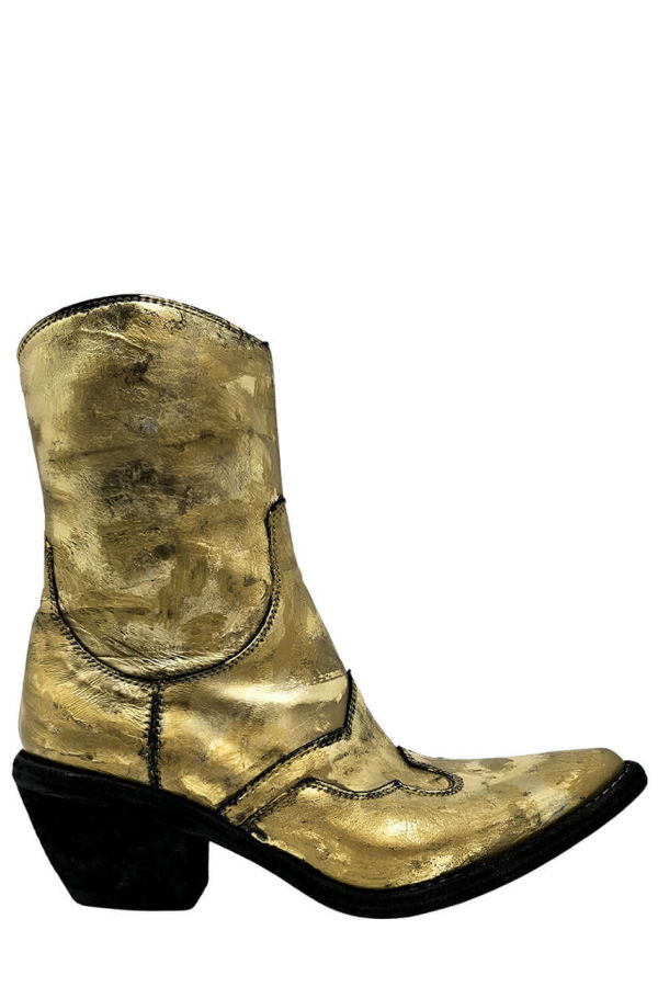 Madison Maison™ Gold Laminated Pointy Toe Ankle Boot - Gold