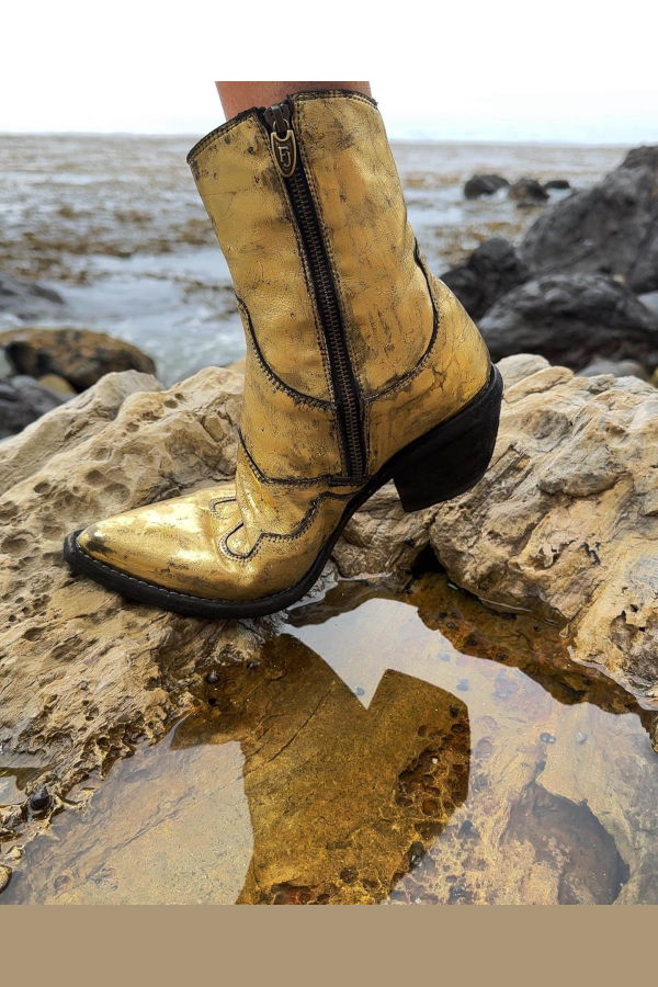 Madison Maison™ Gold Laminated Pointy Toe Ankle Boot - Gold