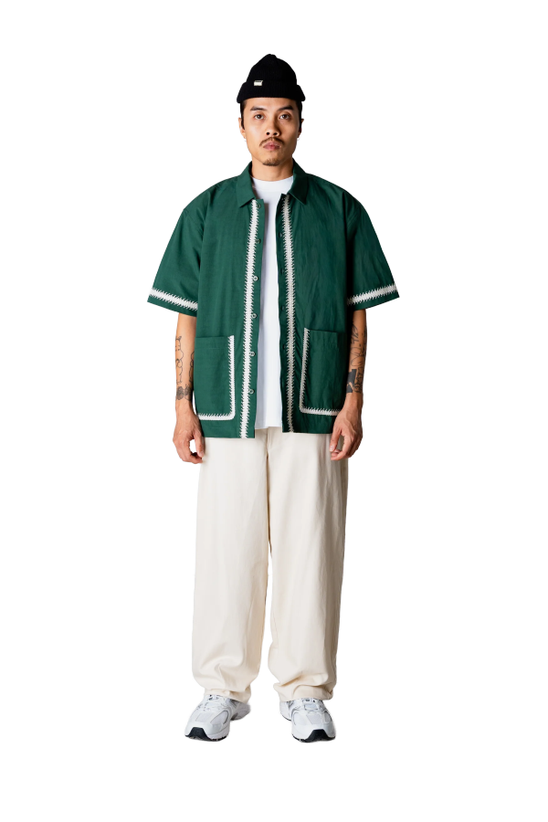 woodbird Wang Line Shirt - Pine Green