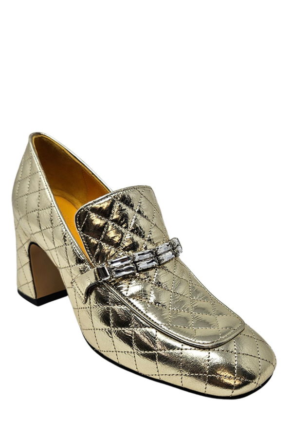 Madison Maison™ Gold Leather Quilted Loafer - Gold