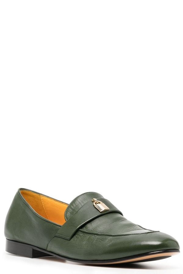 Madison Maison™ Green Leather Lock Flat Loafer - Green