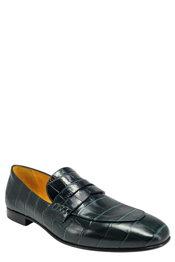 Madison Maison™ Leather Moc Croc Flat Loafer - Green