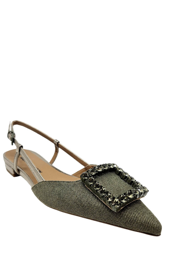Madison Maison Sling Back Flat - Khaki/Gold