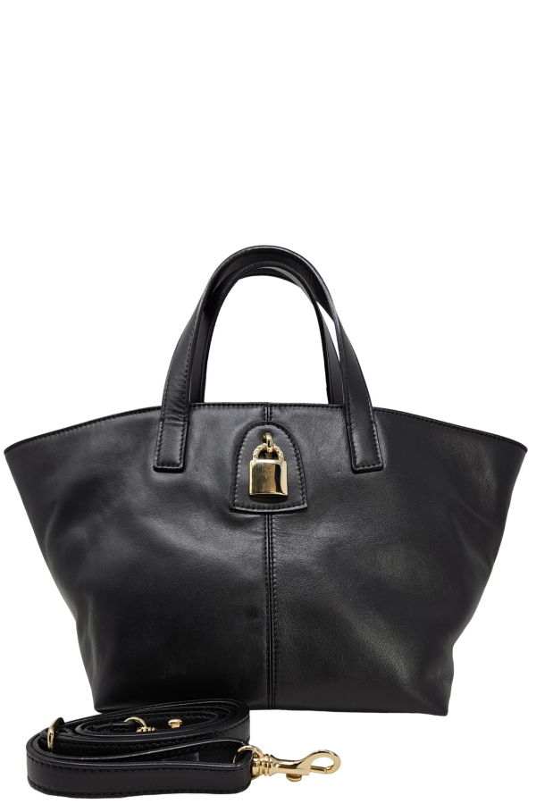Madison Maison x Joan Hornig Leather Lock Tote Bag - Black