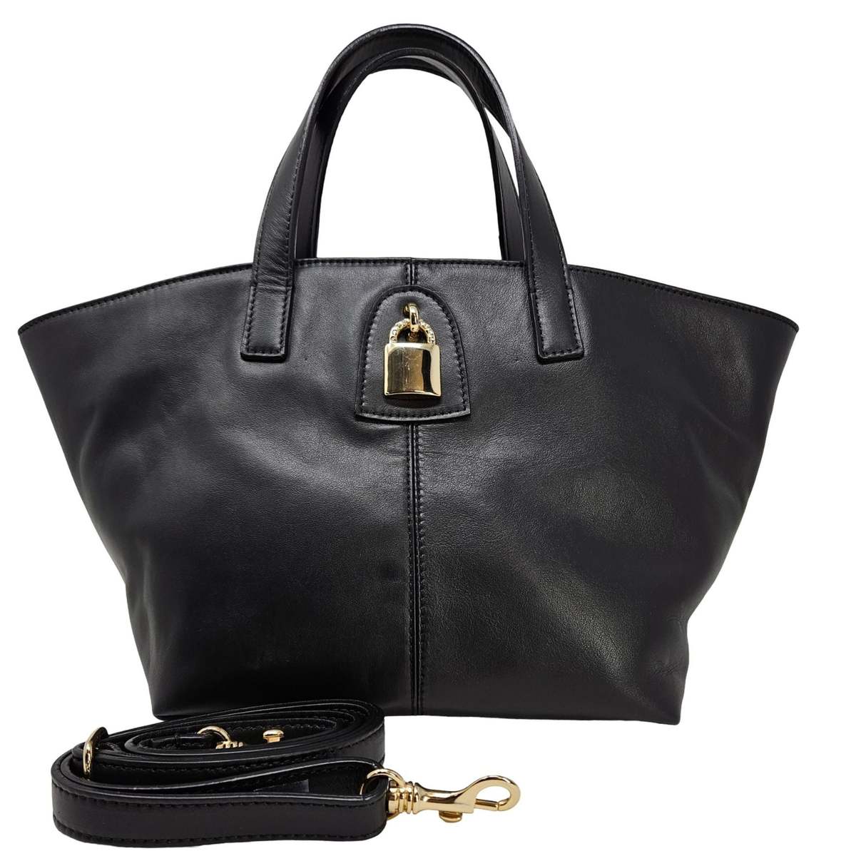 Madison Maison x Joan Hornig Leather Lock Tote Bag - Black - Image 1 of 3