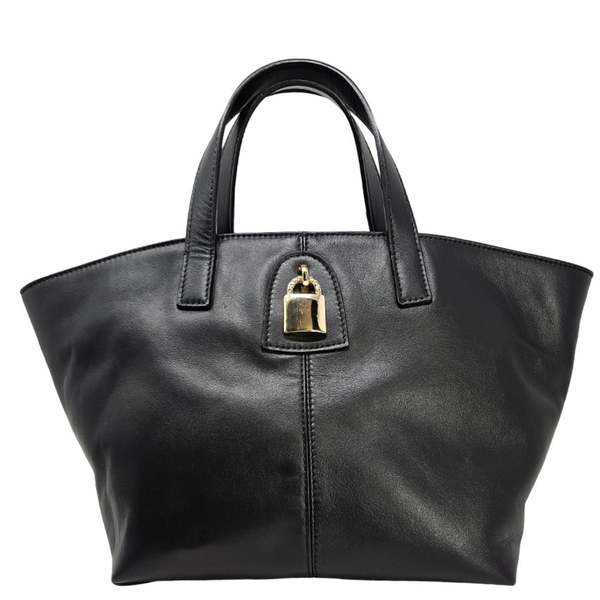 Madison Maison x Joan Hornig Leather Lock Tote Bag - Black