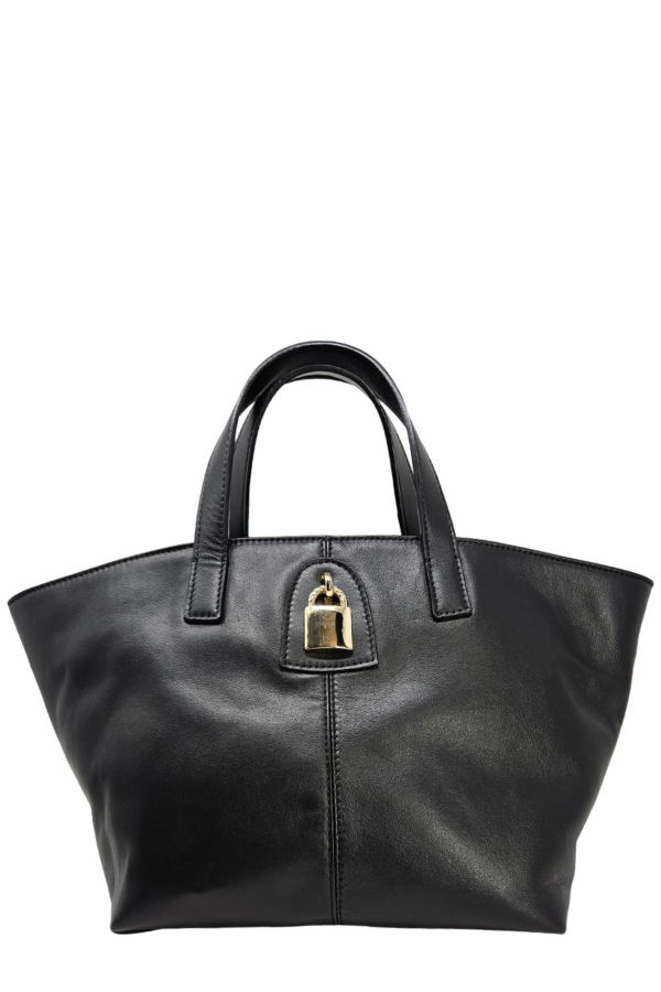 Madison Maison x Joan Hornig Leather Lock Tote Bag - Black