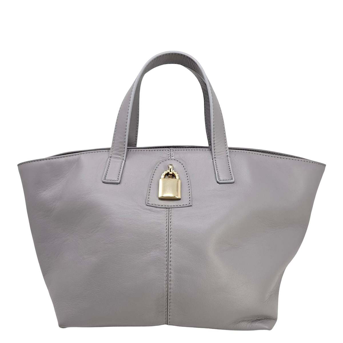 Madison Maison x Joan Hornig Leather Lock Tote Bag - Light Grey - Image 1 of 4