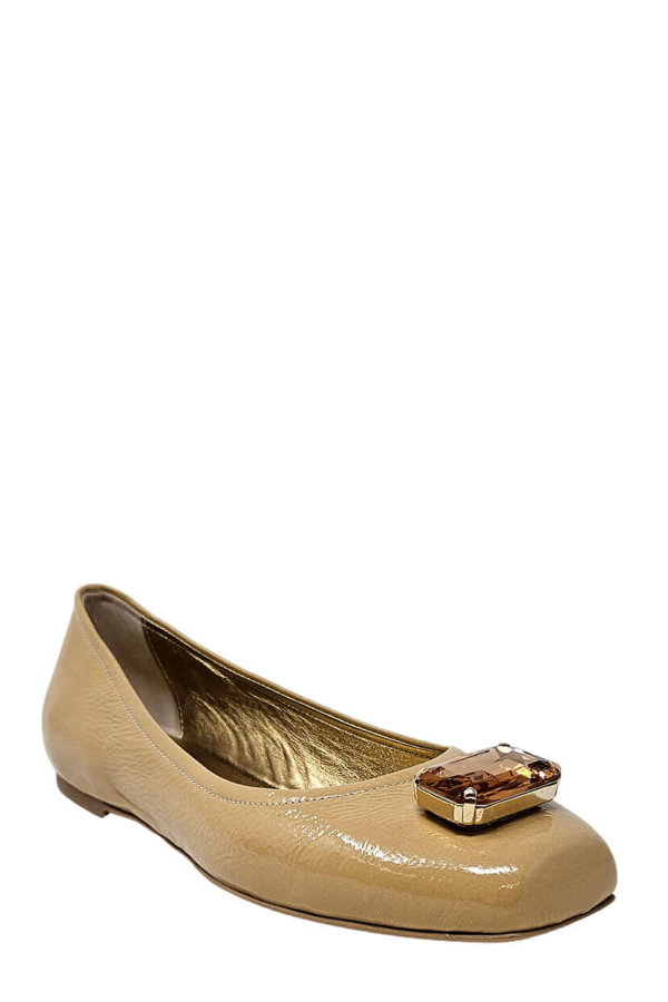 Madison Maison Marion Jeweled Ballet Flats - Beige