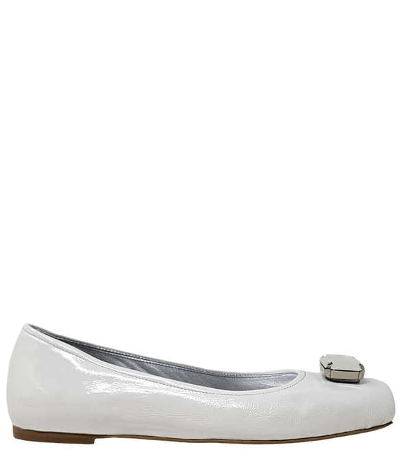 Madison Maison Marion Jeweled Ballet Flat - White