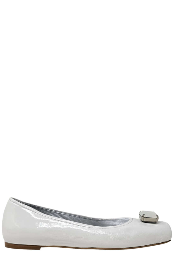Madison Maison Marion Jeweled Ballet Flat - White
