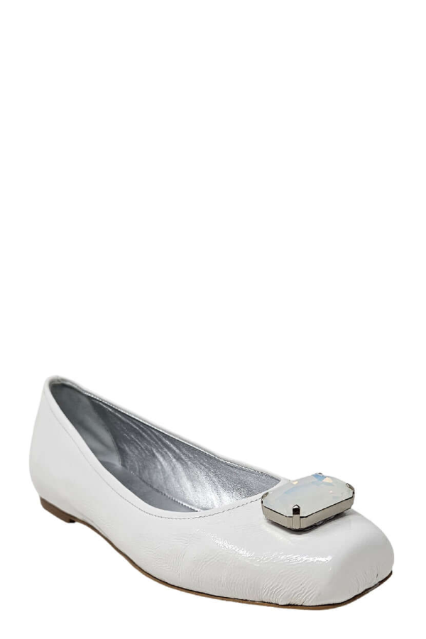 Madison Maison Marion Jeweled Ballet Flat - White