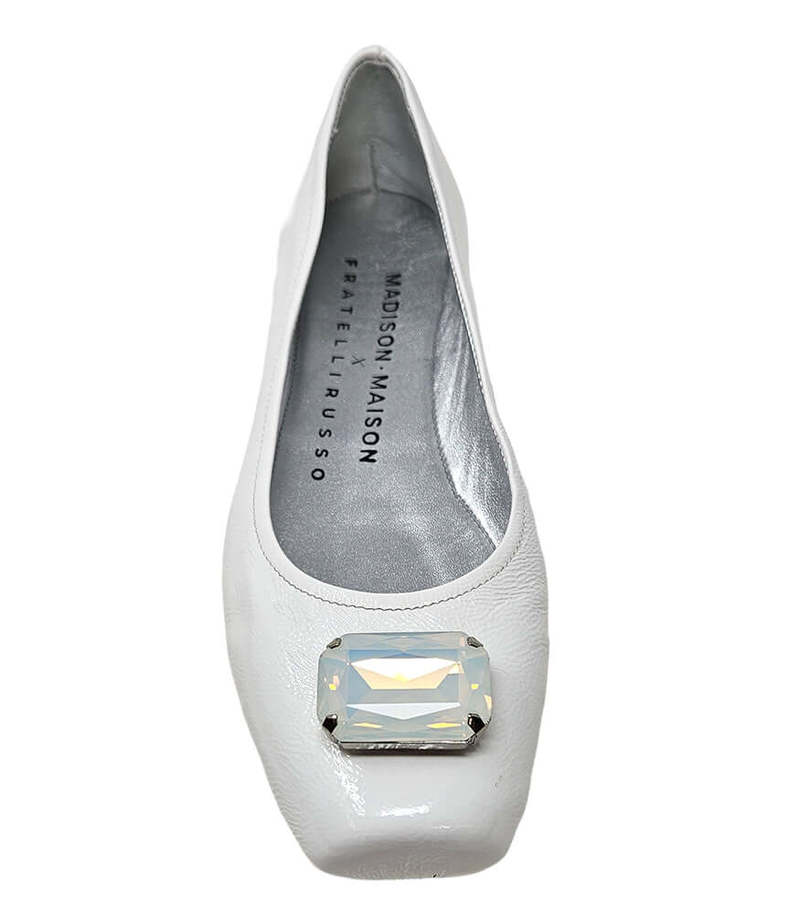 Madison Maison Marion Jeweled Ballet Flat - White