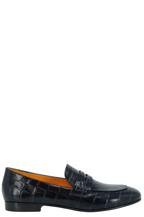 Madison Maison™ Leather Flat Moc Croc Loafers - Navy