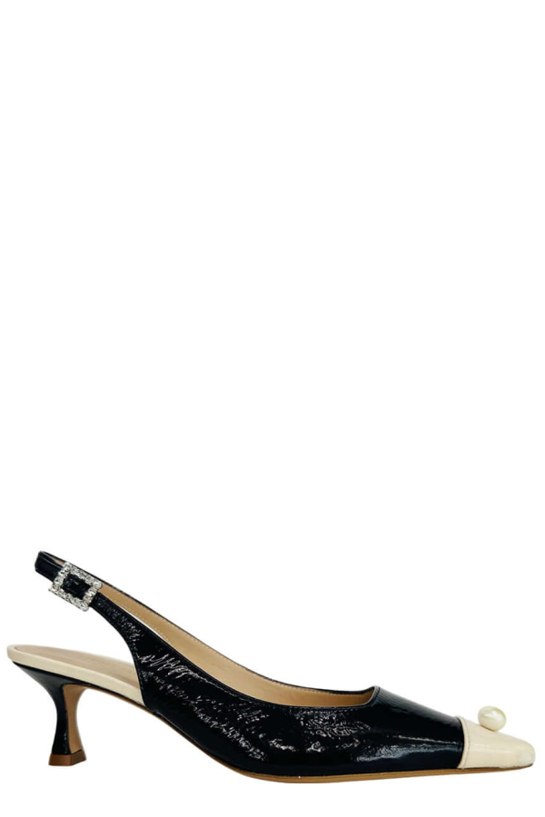 Madison Maison Slingback With Pearl Slingback Heels - Navy/Off White