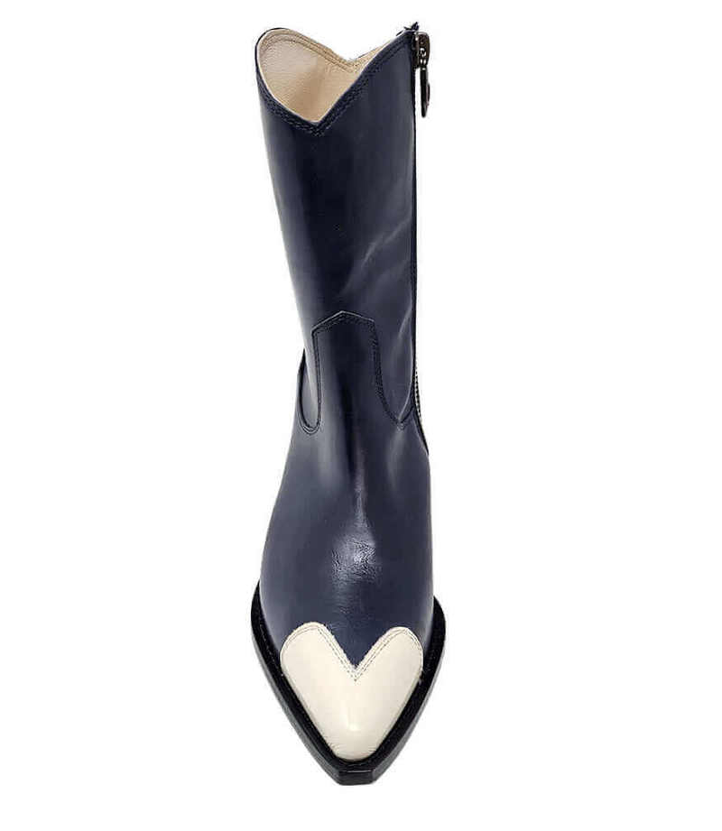 Madison Maison Heart Toe Ankle Boot - Navy/White