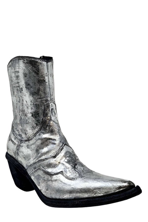 Madison Maison™ Laminated Pointy Toe Ankle Boots - Silver