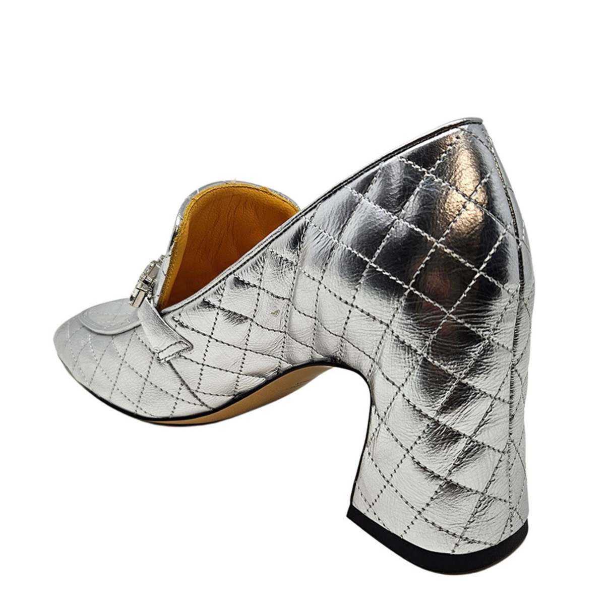 Madison Maison™ MD100 Quilted Jeweled Heel Loafer - Silver - Image 3 of 4