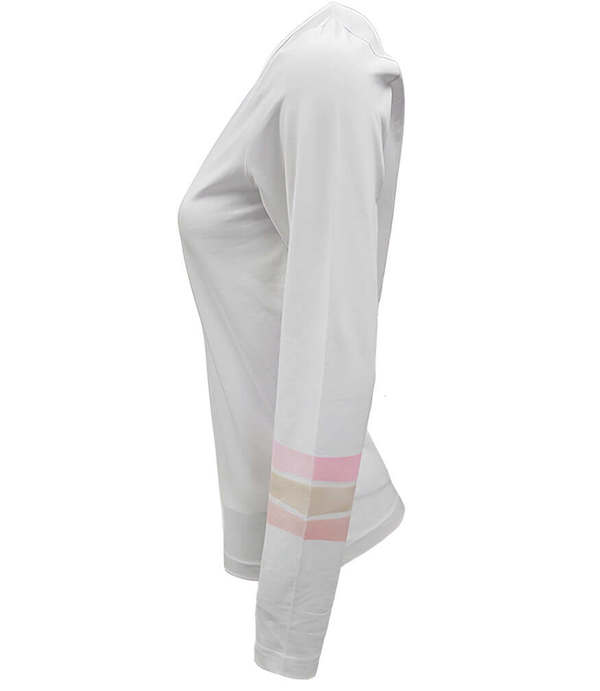 Madison Maison 3 Stripe Long Sleeve Tee - White