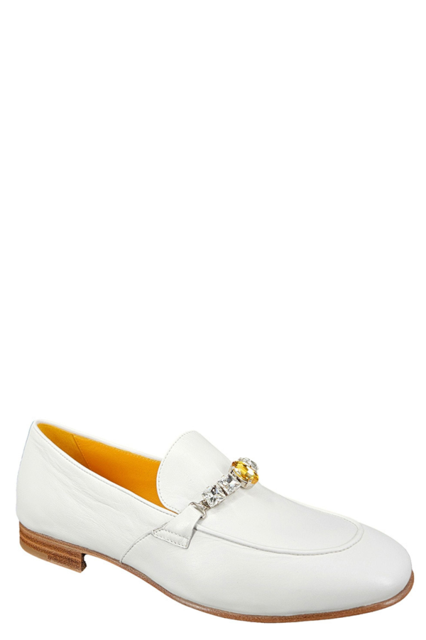 Madison Maison™ Leather Flat Jeweled Loafer - White