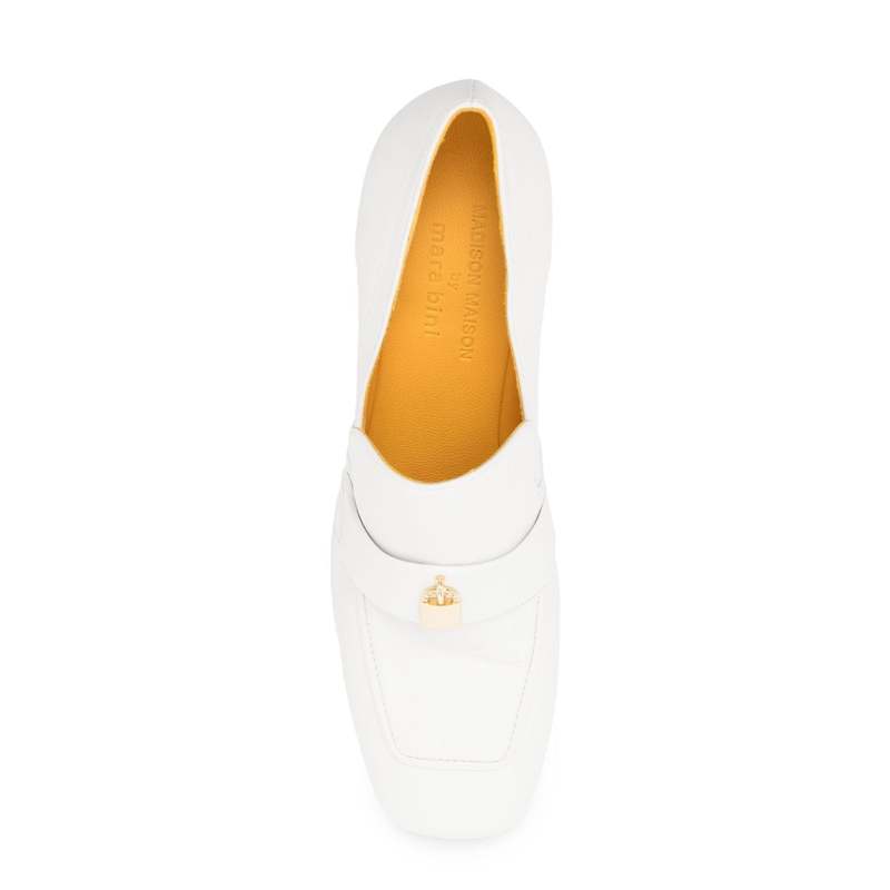 Madison Maison Lock Heel Loafer - White