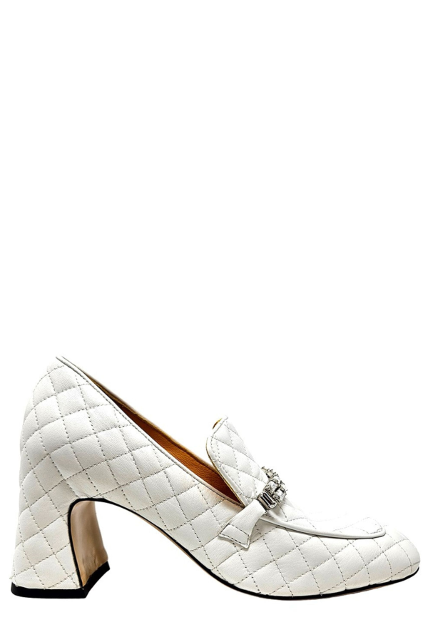 Madison Maison Leather Quilted Loafer Shoes - White
