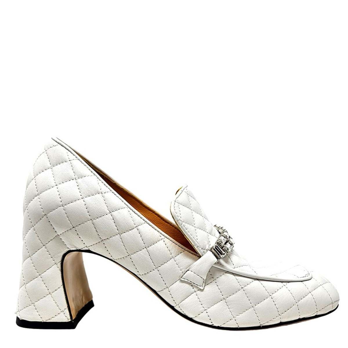 Madison Maison Leather Quilted Loafer Shoes - White - Image 1 of 4