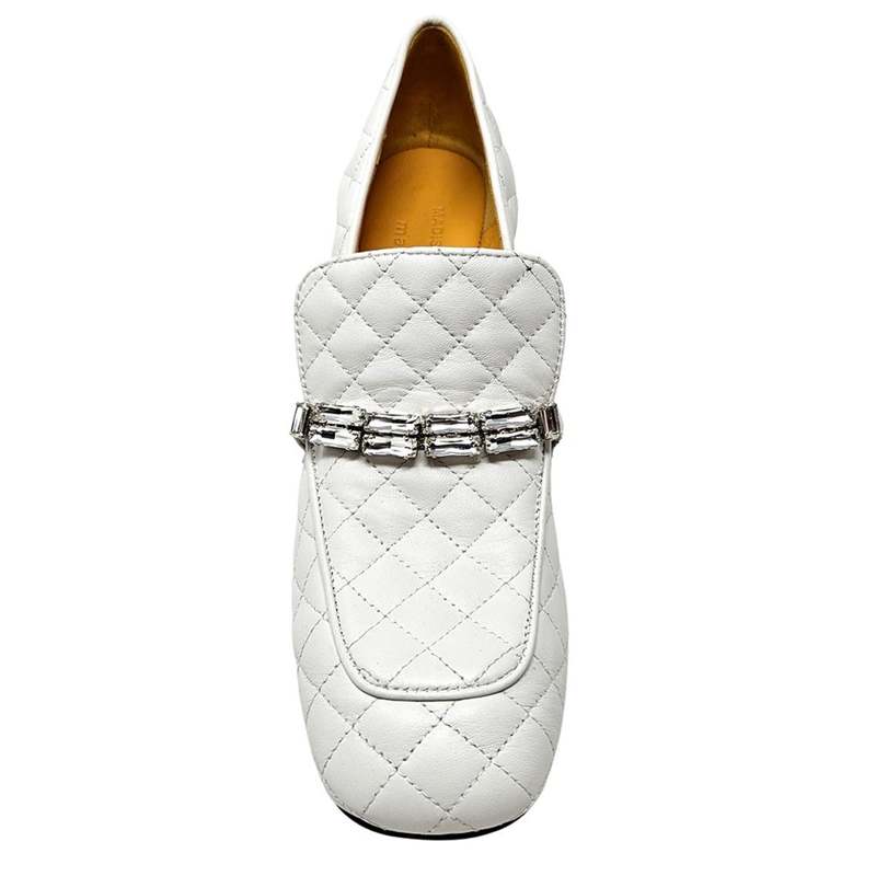 Madison Maison Leather Quilted Loafer Shoes - White