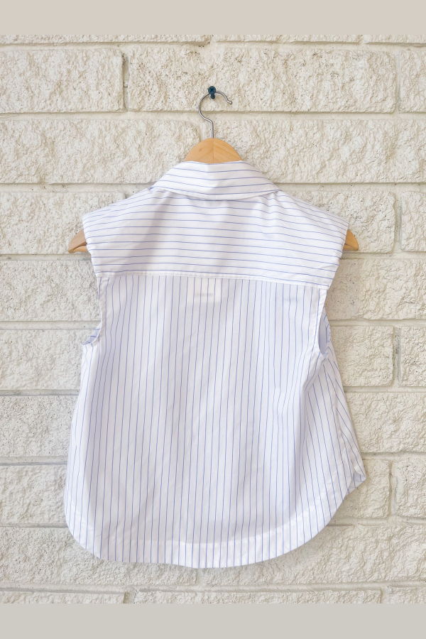 Jonathan Simkhai Winslow S/L Cropped Shirt - White Stripe