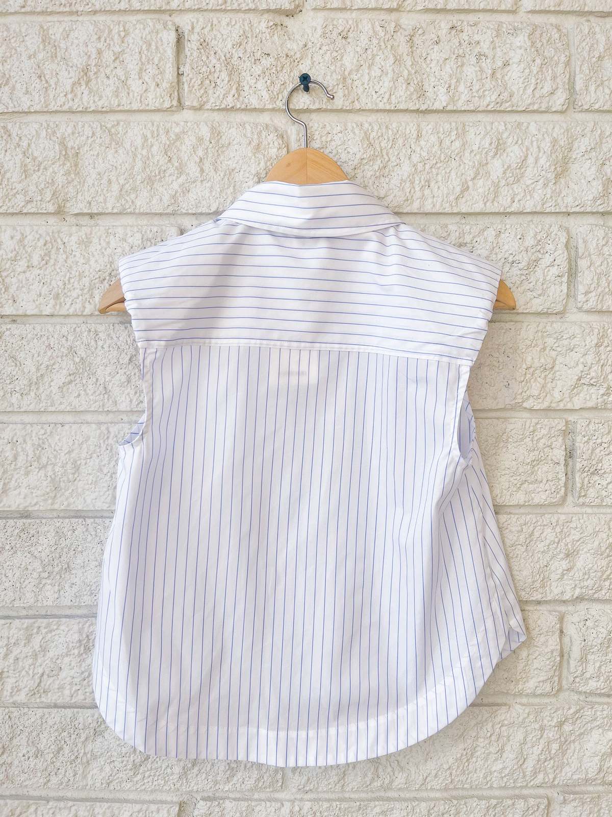 Jonathan Simkhai Winslow S/L Cropped Shirt - White Stripe - Image 2 of 4
