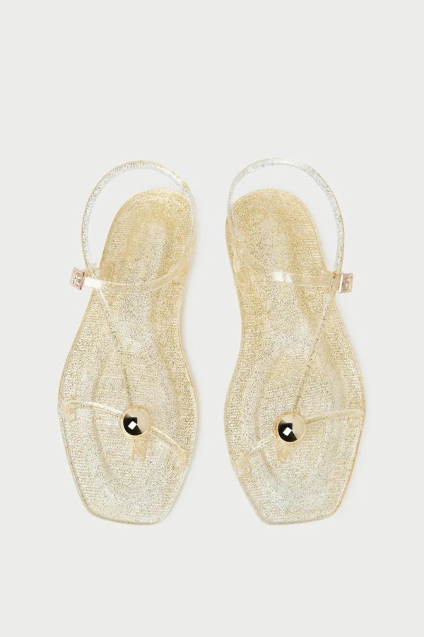 Loeffler Randall Dana Champagne Strappy Jelly Sandal - Gold