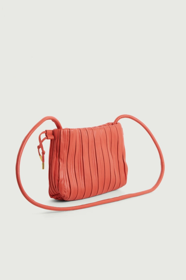 Cotélac Pleated Leather Bag - Red