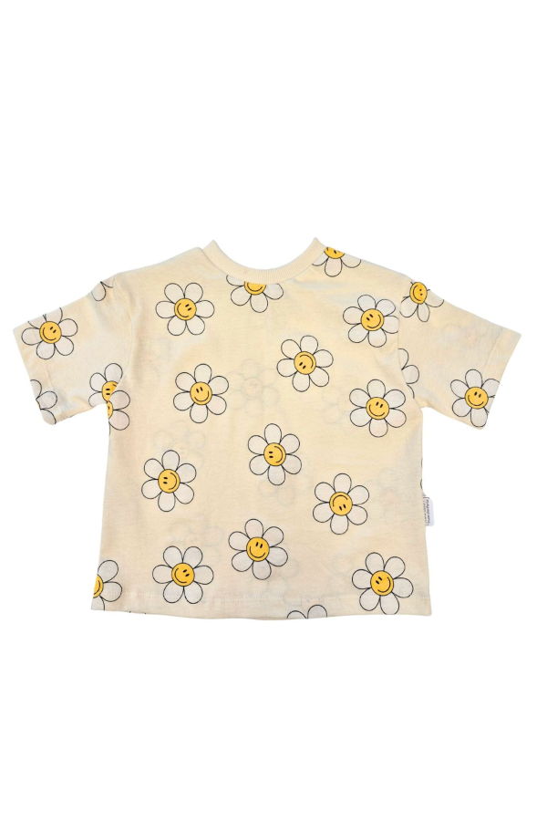 KIDS Kid's Stuff [Trucs d'enfants] Oversized Grow-With-Me T-Shirt Flowers & Smiley Faces Tee