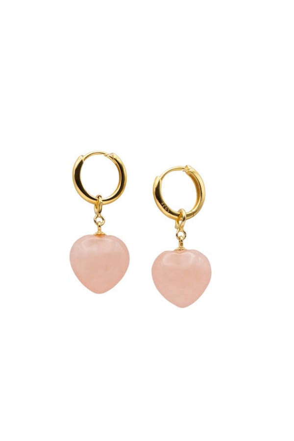 seree Heart Jade stone charm earrings - Pink