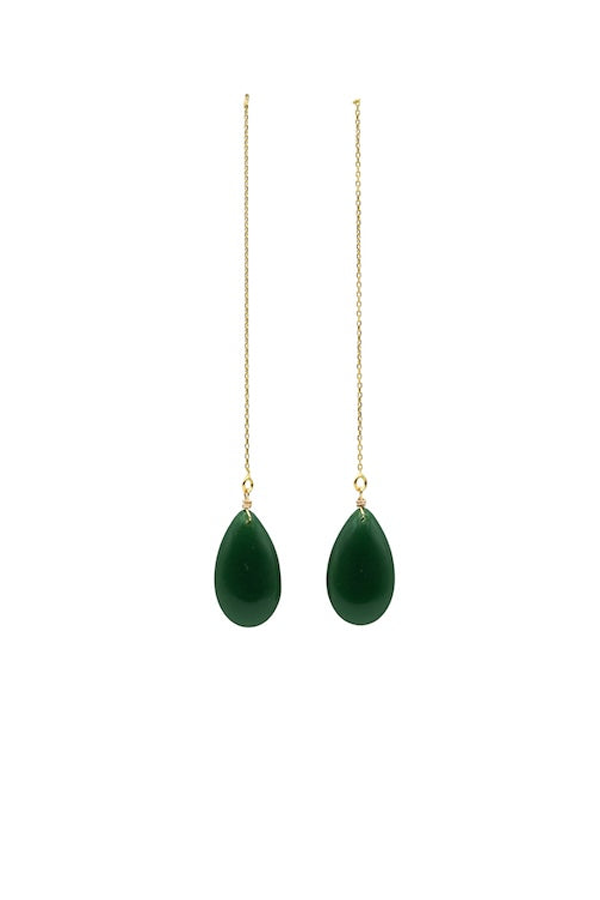 seree Waterdrop Lab jade drop earrings - Green
