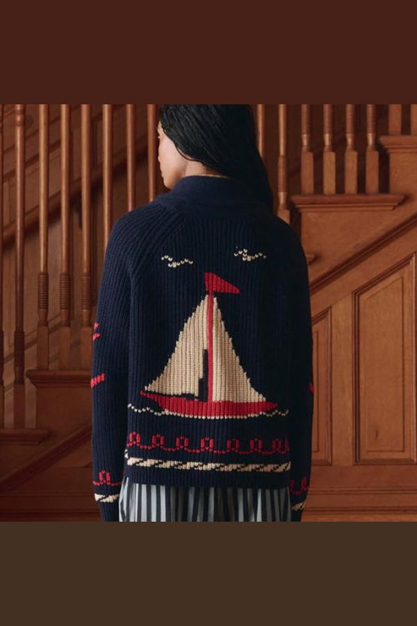 The Great. Sailboat Lodge Cardigan - Dark Navy