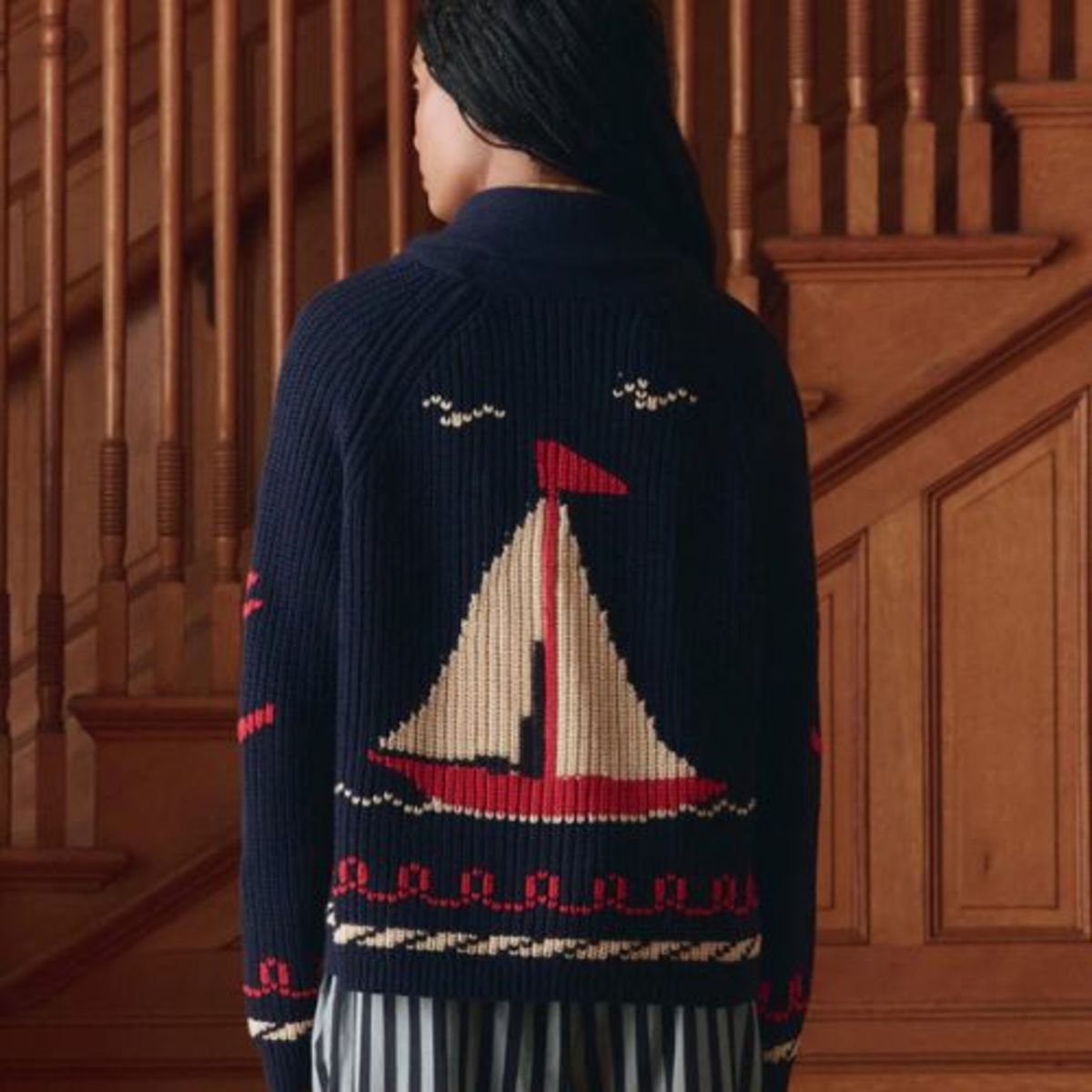 The Great. Sailboat Lodge Cardigan - Dark Navy - Image 2 of 6