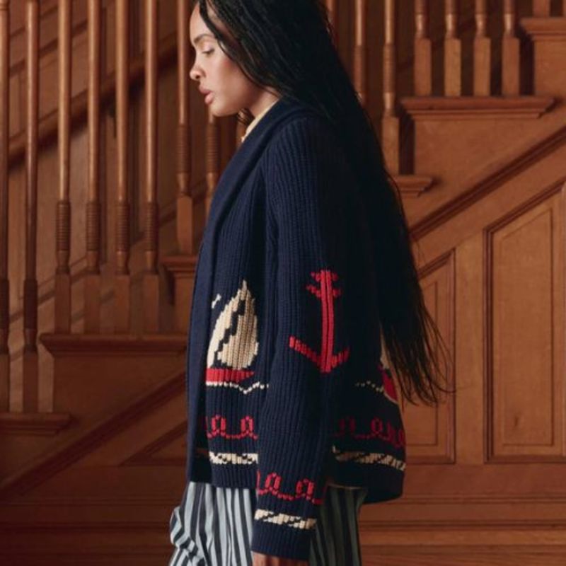 The Great. Sailboat Lodge Cardigan - Dark Navy