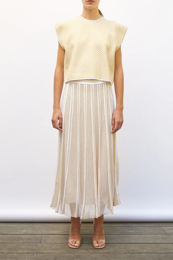 Molli Etoffe Structured Mesh Top - Milk Yellow