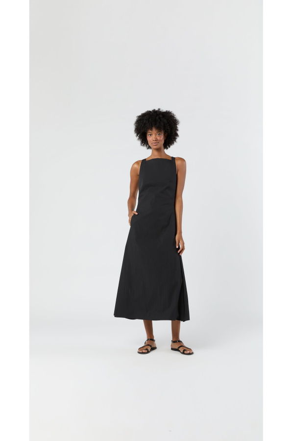 MASHBURN Rosalind Dress Dress - Black Cotton/Nylon Poplin