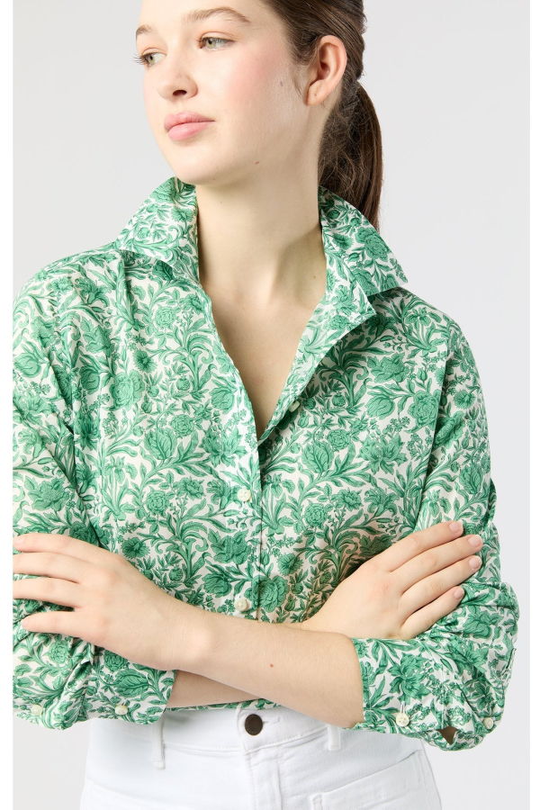 MASHBURN Tomboy Popover Shirt - Green Sambourne Liberty Fabric