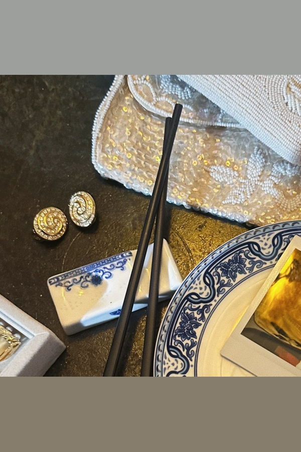 Vintage Christian Dior Rhinestone Swirl Earrings - Gold