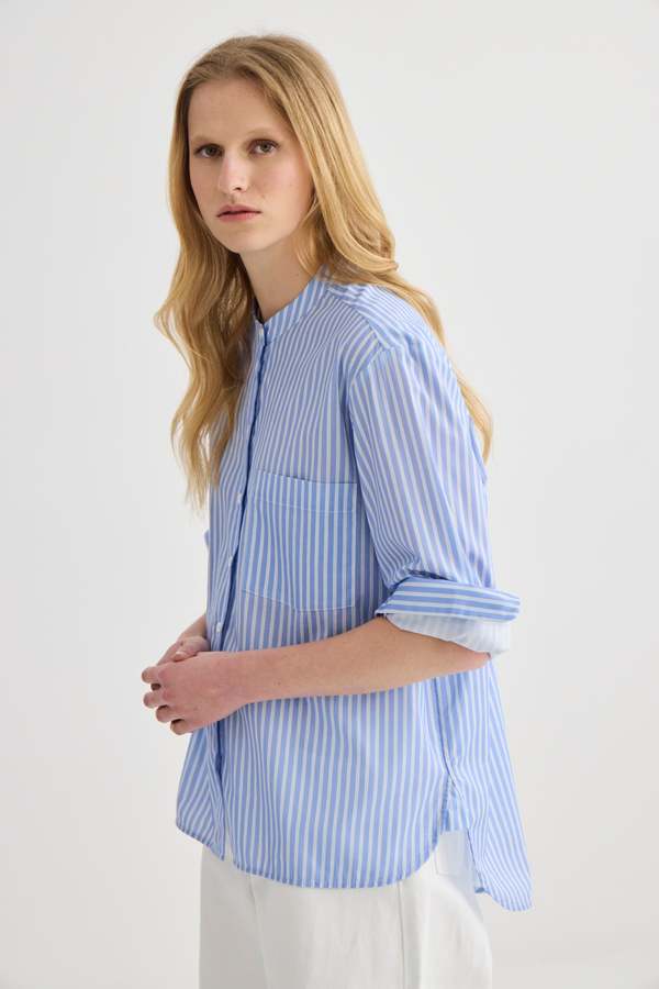 Laing Home Striped Collarless Shirt