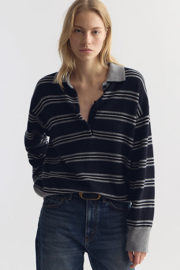 Nili Lotan Galvez Stripe Polo Sweater